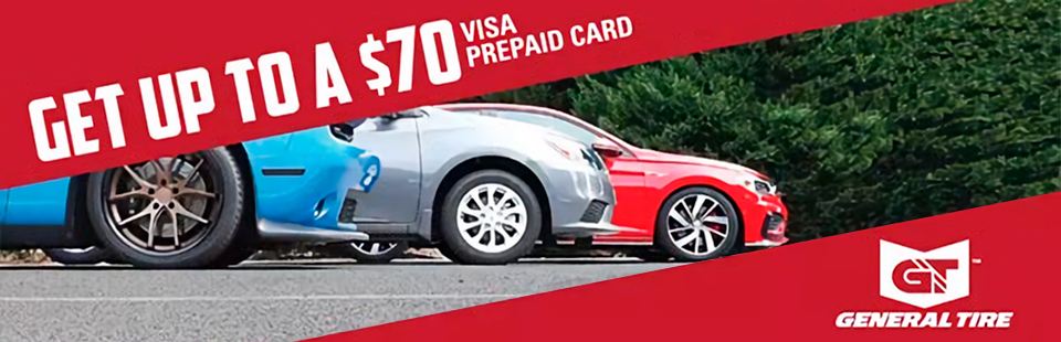 General Tire Get Up To A $70 Visa Prepaid Card
